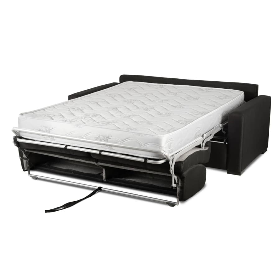 Canapé convertible 3 places en tissu gris carbone ouverture express matelas 18 cm